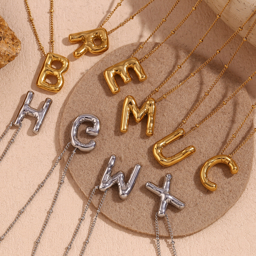 Fashionable Letter-Shaped Stainless Steel Pendant Necklace with 18K Gold Plating for Women