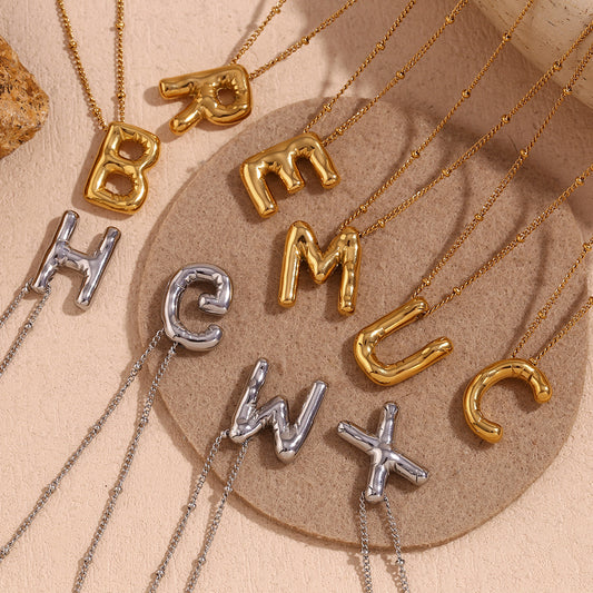 Fashionable Letter-Shaped Stainless Steel Pendant Necklace with 18K Gold Plating for Women
