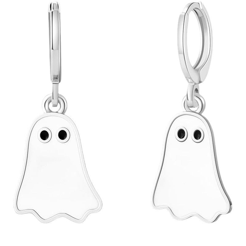 Pendientes de aleación con forma de fantasma para mujer, con acabado galvanizado, joyería minimalista geométrica para fiesta de Halloween
