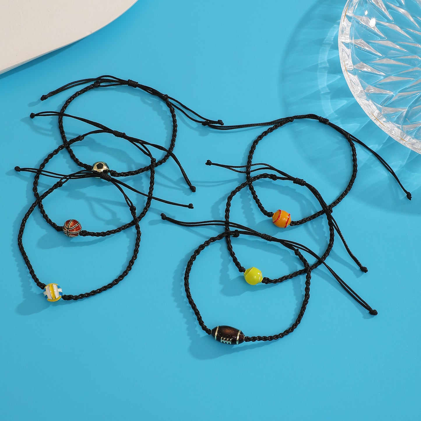 Sporty Plated Mixed Materials Adjustable Woven Bracelet Charm Bar