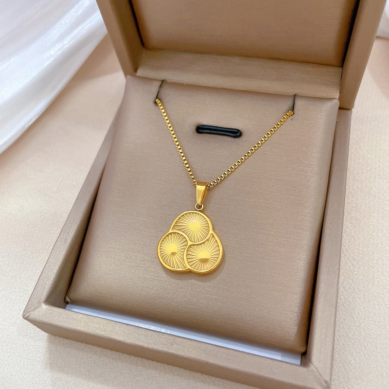 Collana pendente girevole in acciaio al titanio geometrica minimalista con placcatura in oro per donna e uomo