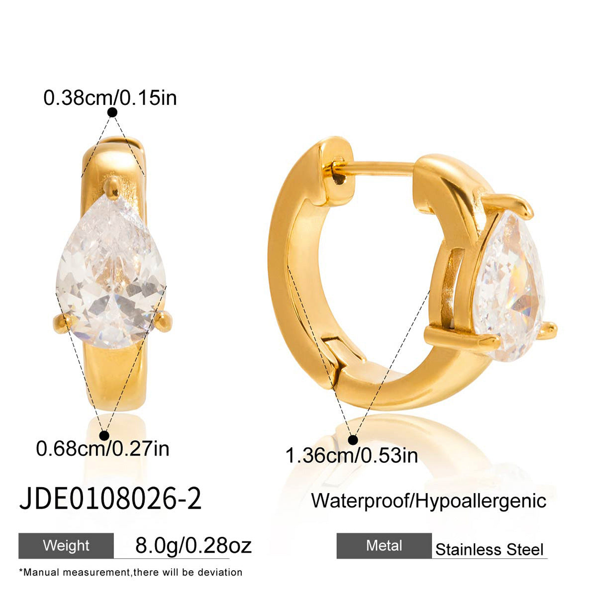 Pendiente de oreja con forma de C geométrica minimalista para mujer, aretes de lujo de acero inoxidable chapado