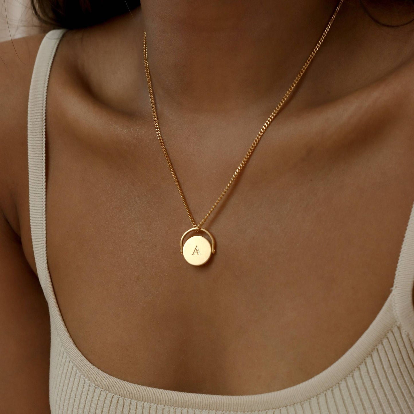 Minimalist Letter Shape Titanium Steel Pendant Necklace with Enamel Finish and Oval Stainless Steel Charm on O-Chain for Women