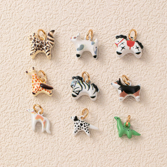 Minimalist Colorful Animal Drip Oil Plated Stainless Steel Pendant