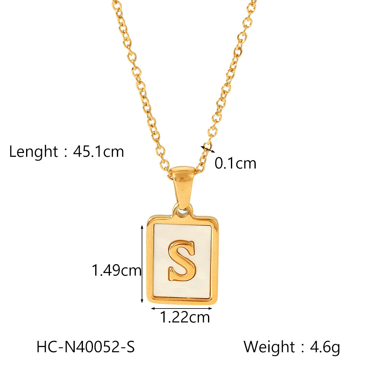 Minimalist Letter Pendant Necklace in Titanium Steel with 18K Gold Plating on Stainless Steel Chain for Women