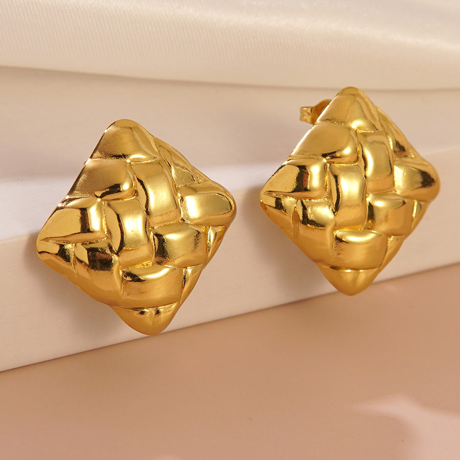 Elegant Minimalist Heart Geometric Stamped Stainless Steel Earrings for Women