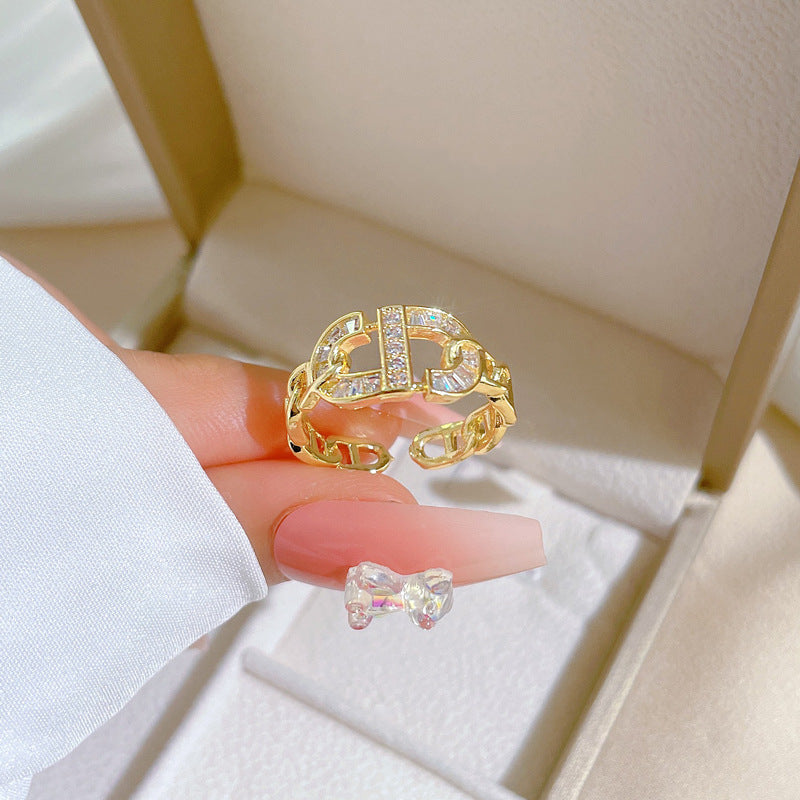 Anillo de latón con forma de corona estilo dibujo animado con baño de oro para mujer, banda abierta ajustable, joyería minimalista
