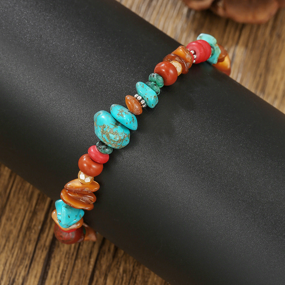 Handmade Geometric Round Irregular Turquoise Bracelet Unisex