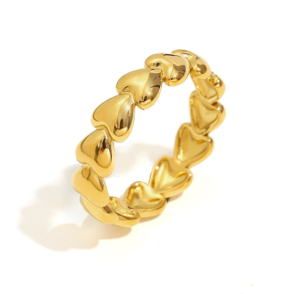 Anello Minimalista Elegante a Forma di Cuore in Acciaio Inossidabile Placcato Oro 18K da Donna