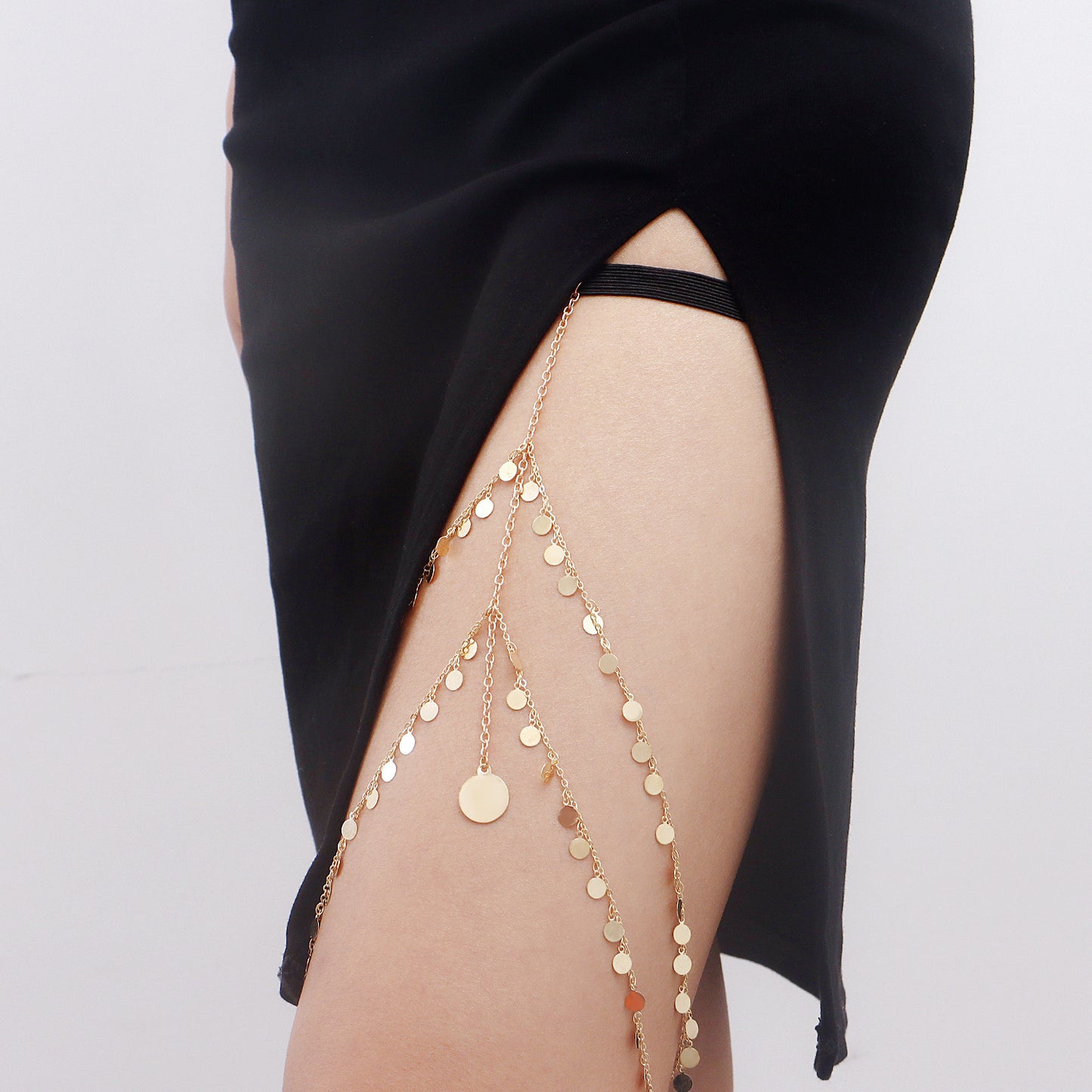 Geometric Sequin Fringe Anklet for Women Alloy Anklet with Circular Coin Charms