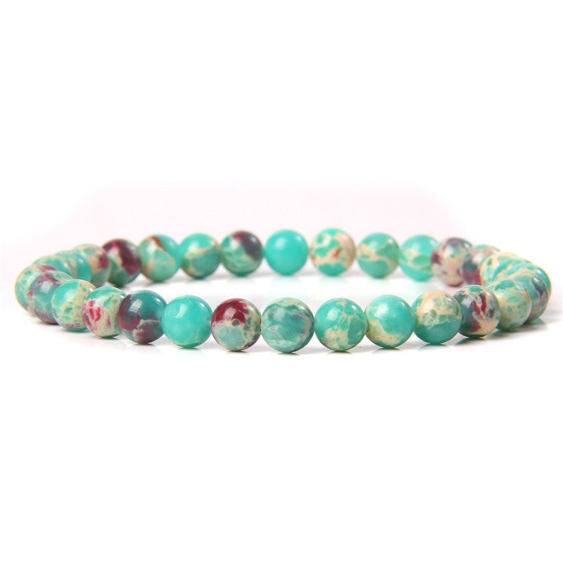 Sweet Natural Gemstone Round Beaded Stretch Bracelet Unisex
