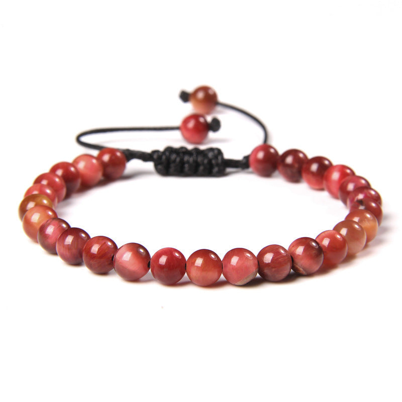 Sweet Sporty Geometric Natural White Crystal Stretch Bracelet 6mm Unisex Handmade Energy Bangle