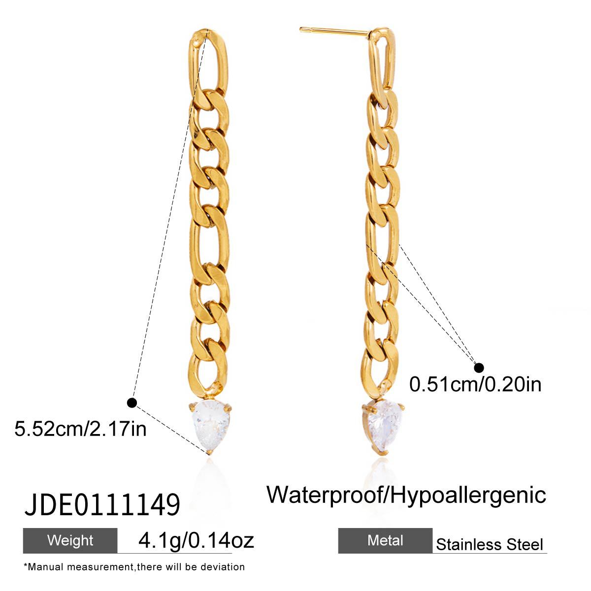 Elegant Heart Geometric PVD Stainless Steel Drop Earrings for Women