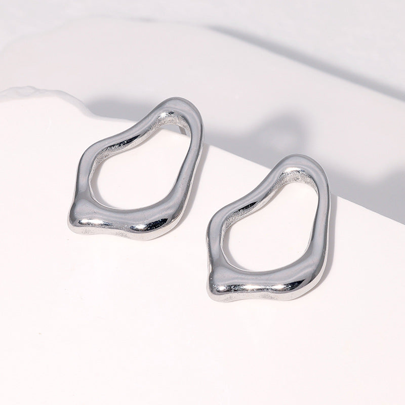 Orecchini a perno da donna in acciaio inossidabile geometrici irregolari minimalisti con finitura placcata