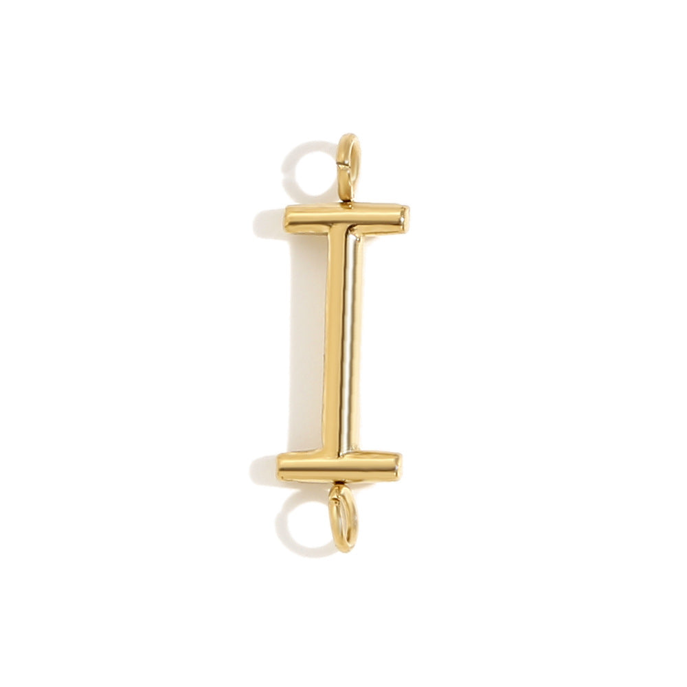 Minimalist 18K Gold Plated Stainless Steel Letter Charm Bar