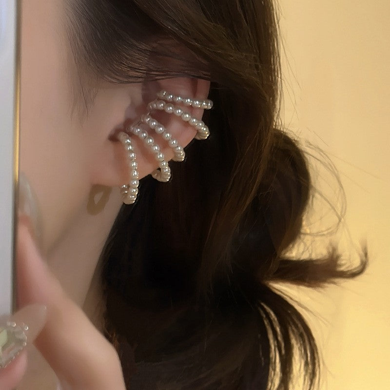 Sparkling Zircon Butterfly Ear Cuffs for Women Minimalist Elegant Ear Bone Clips with Simulated Pearl Accents