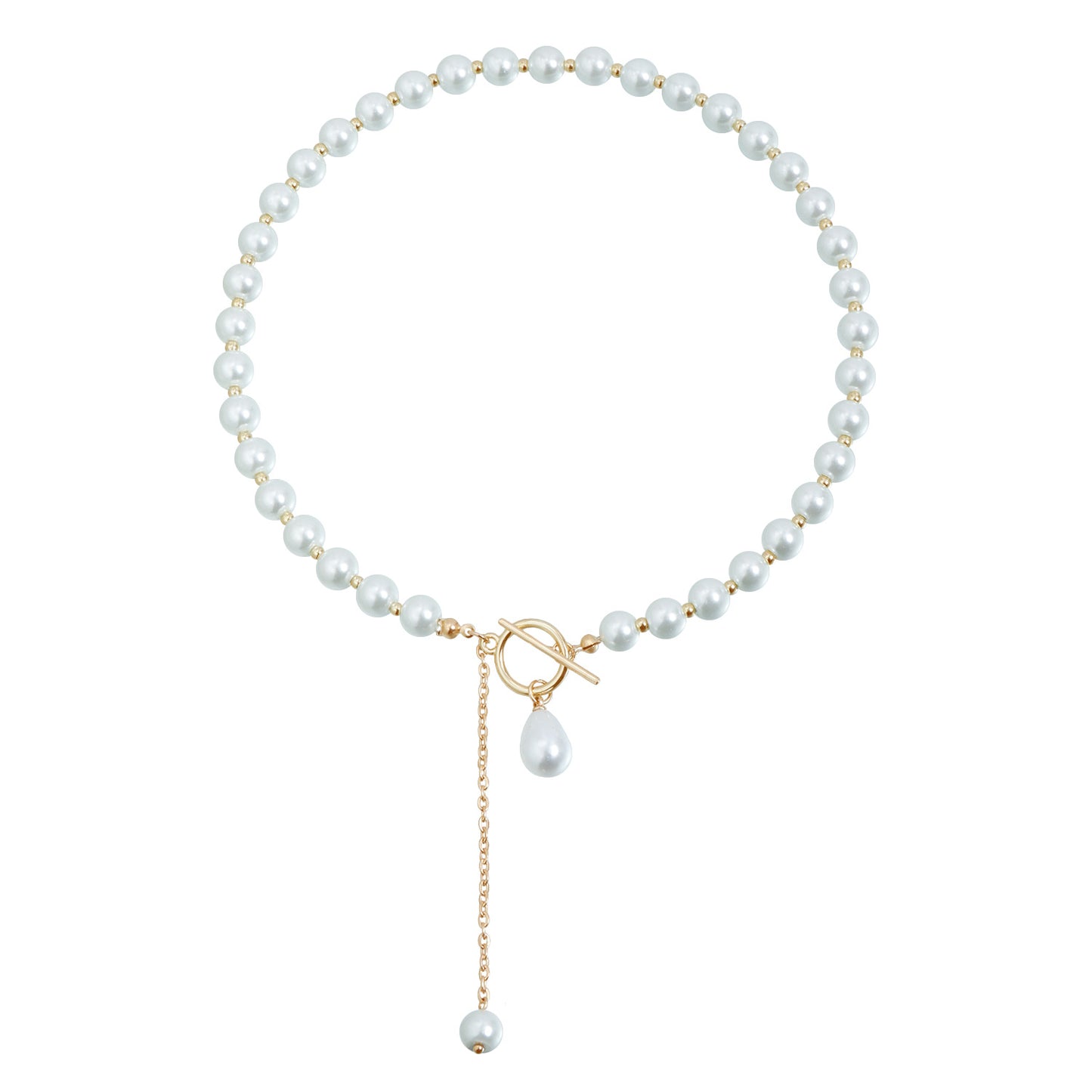 Minimalist Geometric Teardrop Alloy Plated Necklace with Tassel and OT Clasp for Women