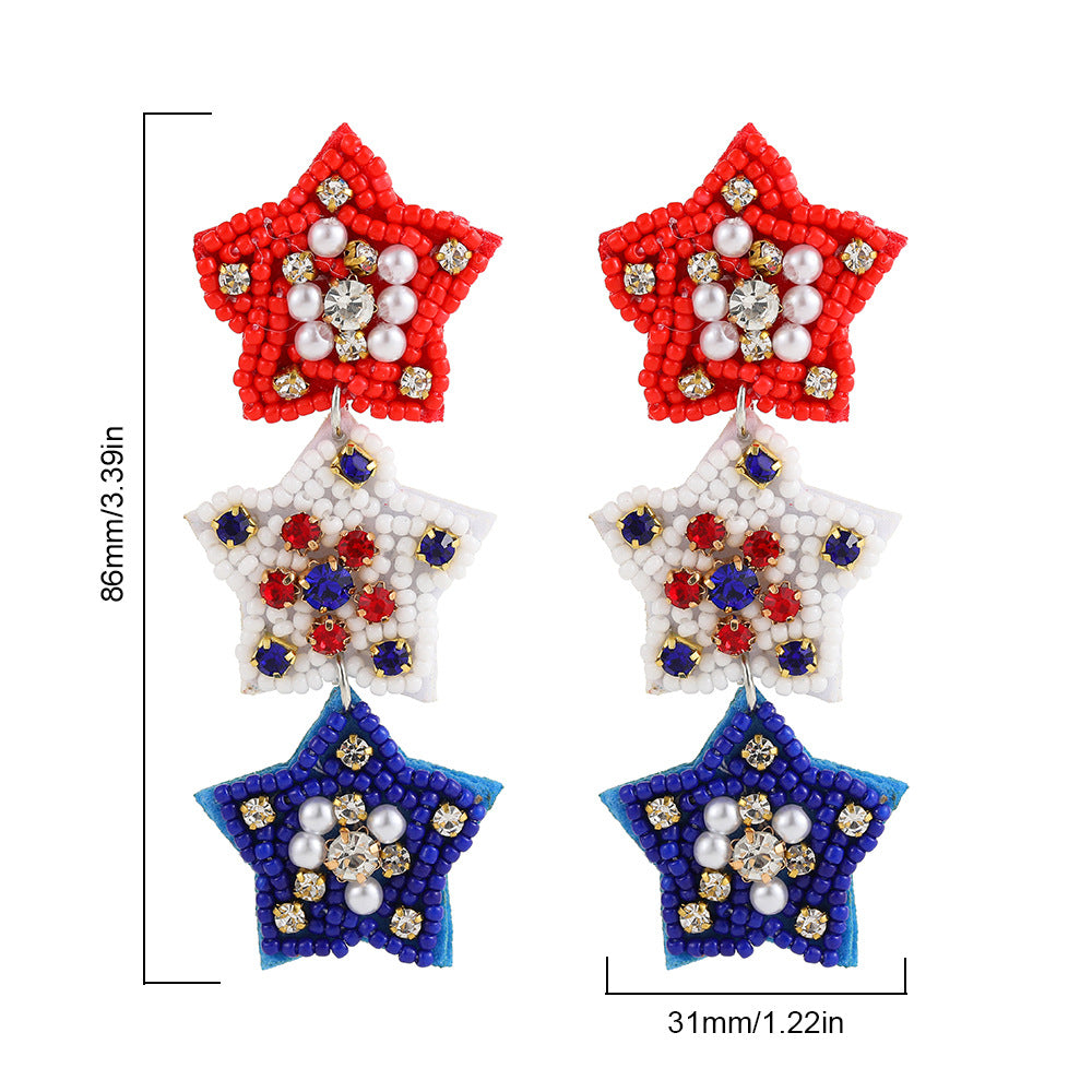 Hand-woven Star Glass Earrings Unisex Statement Drop Earrings