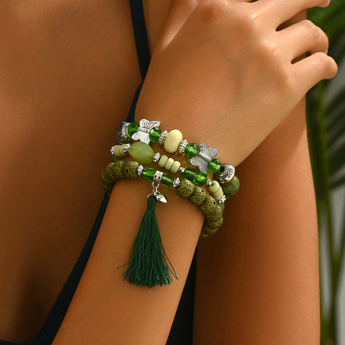 Braccialetti con perline in resina, fatti a mano, dolci e freschi, con design a fiocco per donna, accessori minimalisti con ispirazione floreale
