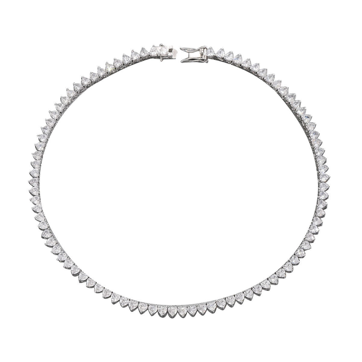 Collana geometrica minimalista a U in rame da donna con intarsio di strass, elegante catena per clavicola