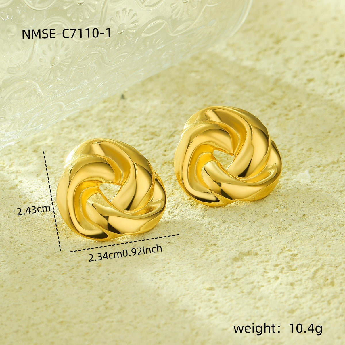 Pendientes de Acero Inoxidable con Diseño Trenzado Estilo Vintage y Baño de Oro de 18K para Mujer