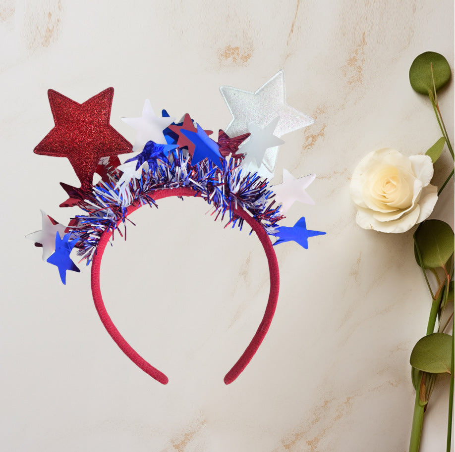 Patriotic Star Fabric Headband for Independence Day Party Unisex Hair Hoop