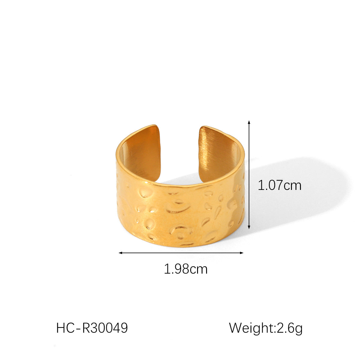 Anillo Abierto Minimalista en Acero de Titanio con Baño de Oro de 18 quilates para Mujer, Diseño de Corazón y Estrella Esmaltados