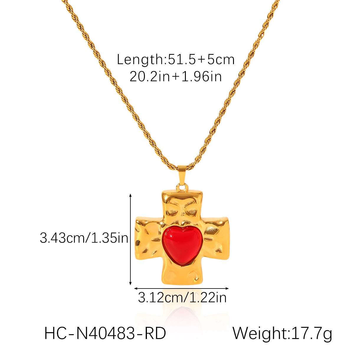 Collana con Pendente a Croce Stile Vintage in Acciaio Inossidabile con Intarsio di Perle e Placcatura in Oro 18K da Donna
