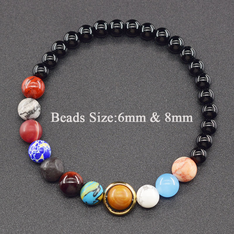Classic Sweet Natural Gemstone Round Geometric Stretch Bracelet Unisex Jewelry Gift