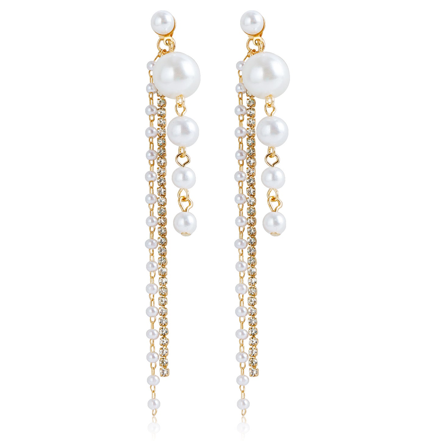 Elegant French-Style Tassel Earrings with Moon Motif in Alloy with Electroplating Finish for Women