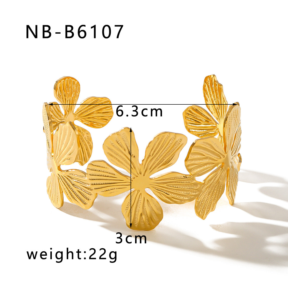 Bracciale con petali di fiori in acciaio inossidabile placcato oro 18 carati personalizzato stile Instagram per donna