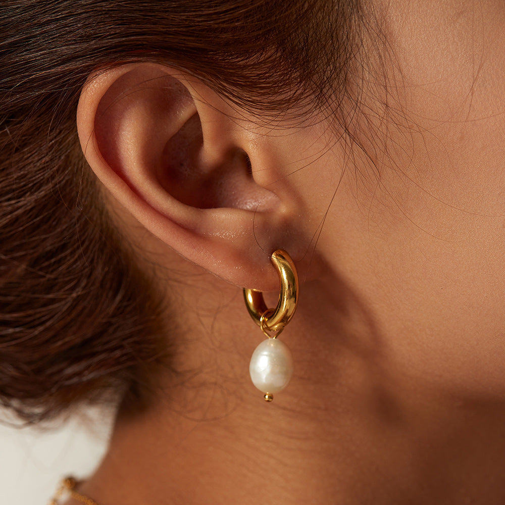 Pendientes geométricos de acero inoxidable con acabado chapado para mujer, elegantes, de lujo, joyería para la oreja