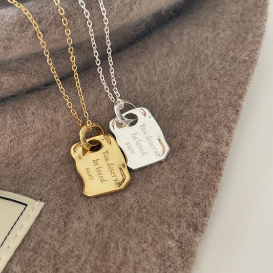 Geometric Letter Pendant Necklace in 925 Sterling Silver with Minimalist and Edgy Design