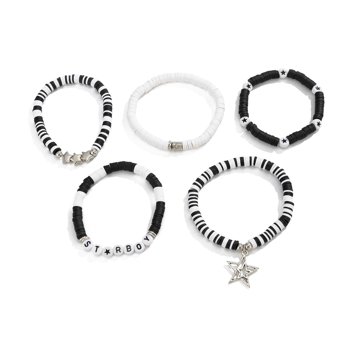 Color Block Letter Star Resin Stretch Bracelet for Women