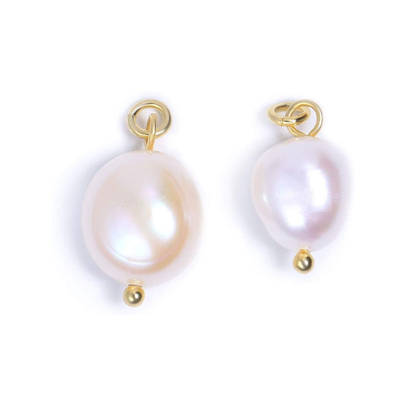 Vintage Baroque Irregular Freshwater Pearl Charm Bar Pendant 8mm Geometric Round Oval Plated Jewelry Accessories for Women