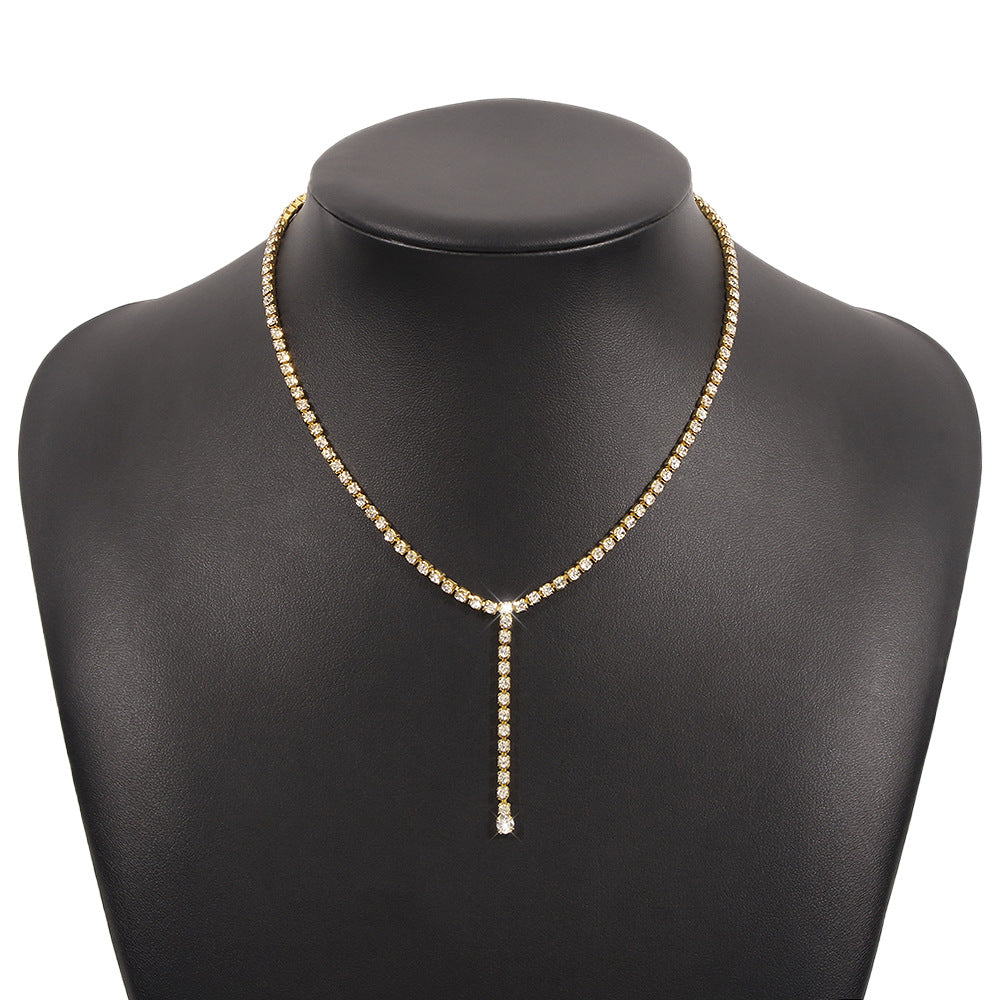 Cadena con diseño geométrico en forma de "Y", dulce y atrevido, con cuerpo de aleación y acabado galvanizado para mujer