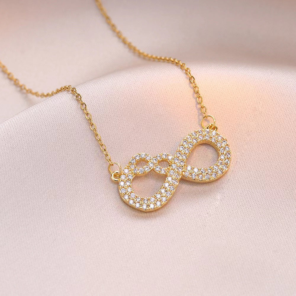 Collana con Lettera Minimalista di Lusso in Acciaio al Titanio da Donna con Intarsio di Strass su Catena a O