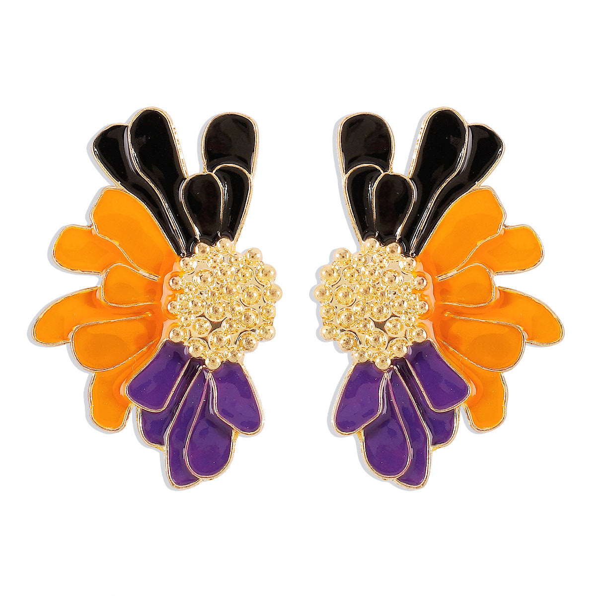 E8418 Pendientes de Aleación Florales Geométricos para Mujer Estilo Vintage Dulce-Genial Joyería Chapada
