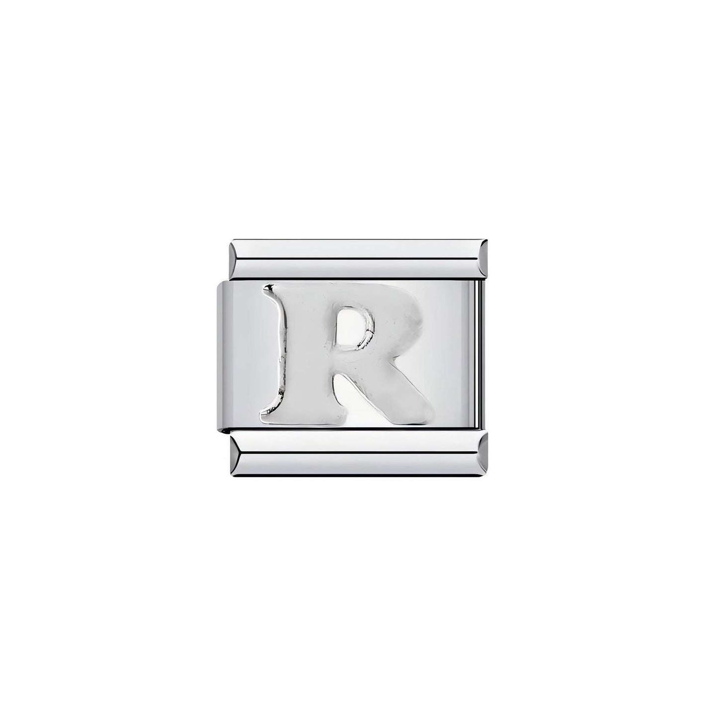 Personalized Stainless Steel Plated Letter Charm Bar Bracelet Unisex DIY Elastic Link Band