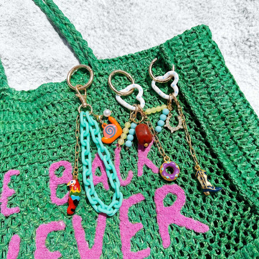 Sweet 18K Gold Plated Brass Floral DIY Charm Bar Bag Pendant Keychain