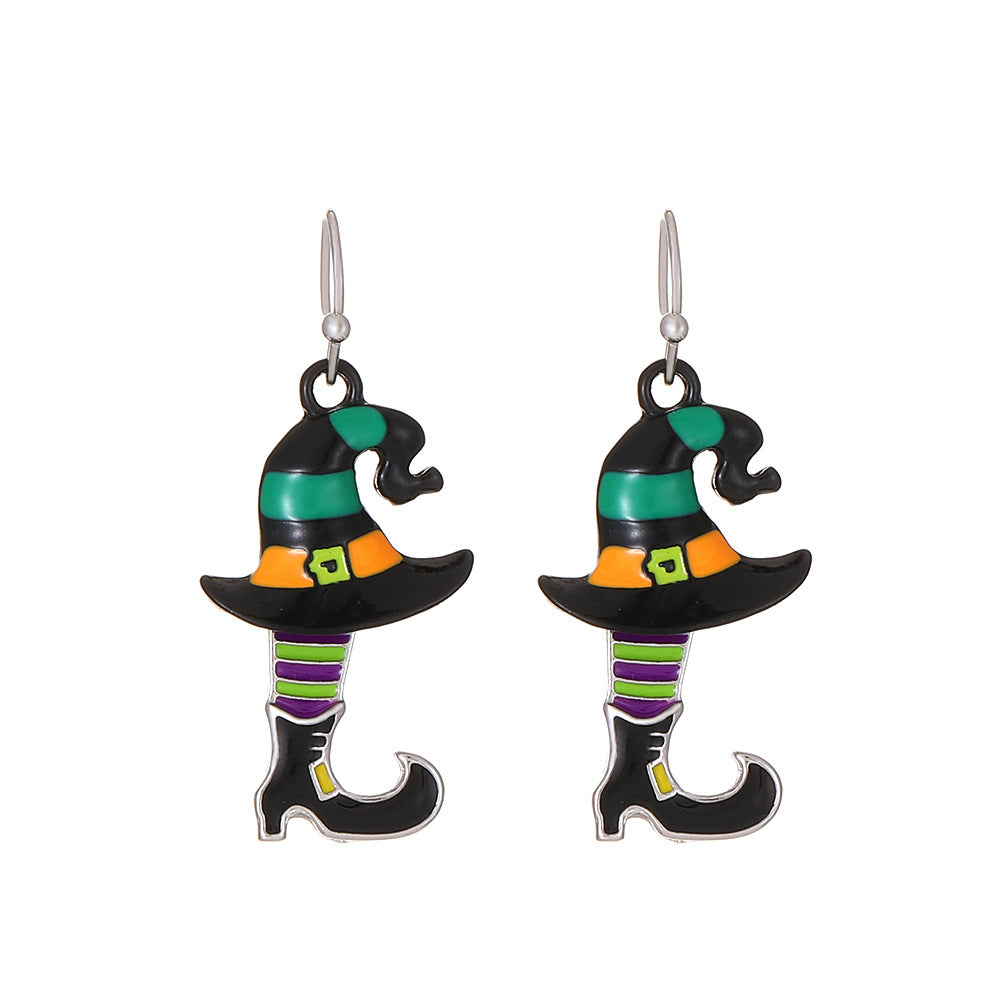 Pendientes de aleación con diseño de calabaza y calavera, estilo punk, chapados en oro, para mujer, temáticos de Halloween