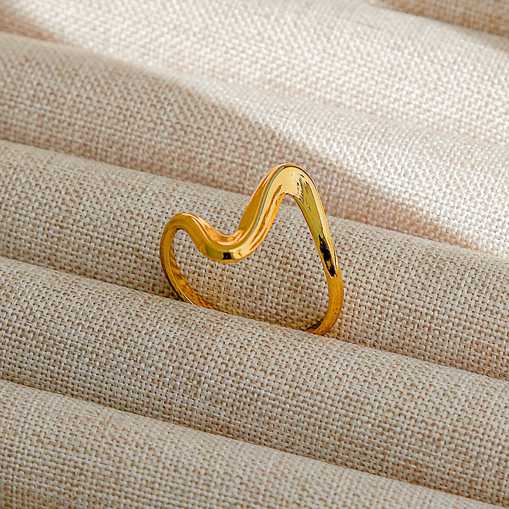 Anello regolabile in acciaio al titanio, stile hip hop geometrico, placcato per donna