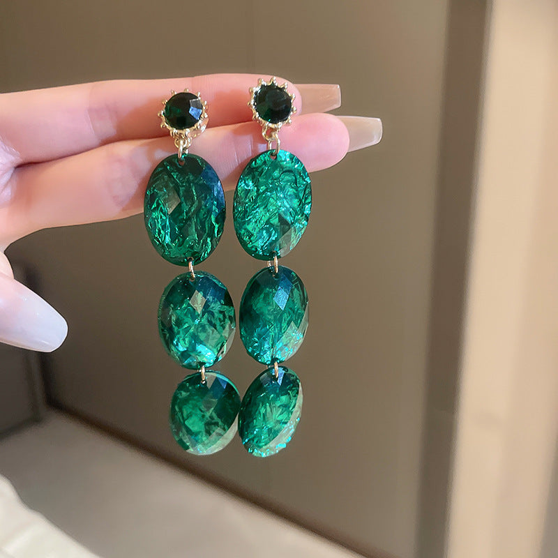 Orecchini Vintage in Resina con Forma a Diamante Geometrico, Corpo in Lega e Finitura Placcata Oro, Perni in Acciaio Inossidabile, Gioielli per Orecchie da Donna Minimalisti di Lusso