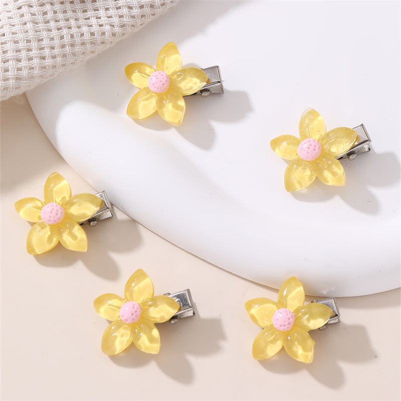 Fermaglio per capelli a fiocco stile naturale per bambine, realizzato in resina plastica con dettagli a volant e in rete, mini accessorio per capelli a tema principessa