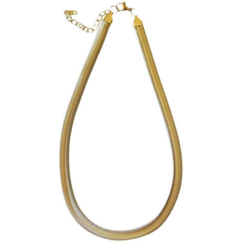 Collar unisex de cadena de serpiente extra ancha de titanio con chapado en oro de 18K estilo Hip Hop