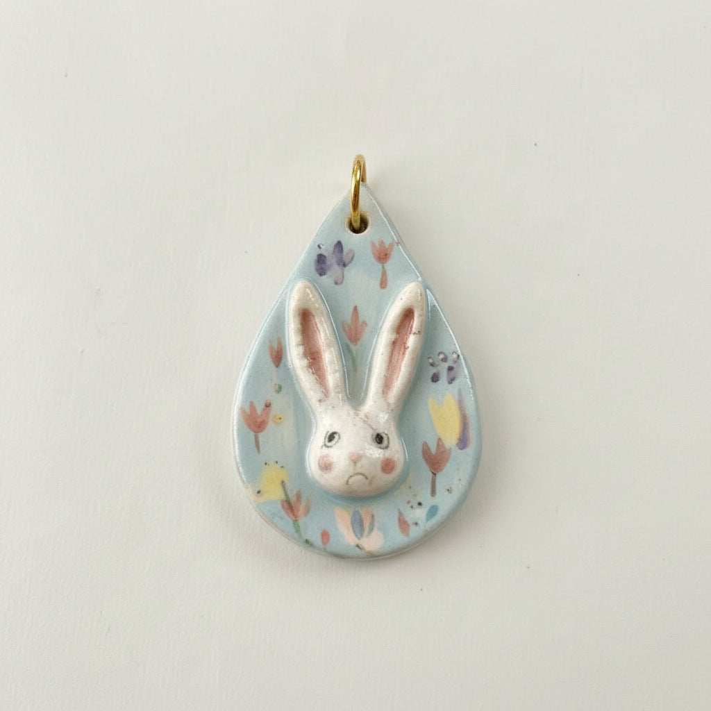 Vintage 18K Gold Plated Stainless Steel Cartoon Rabbit Star Pendant Charm Bar