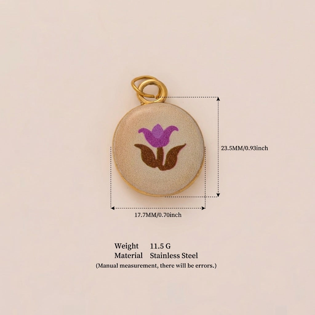 Sweet Printed House Shape Stainless Steel 18K Gold Plated PVD DIY Charm Bar