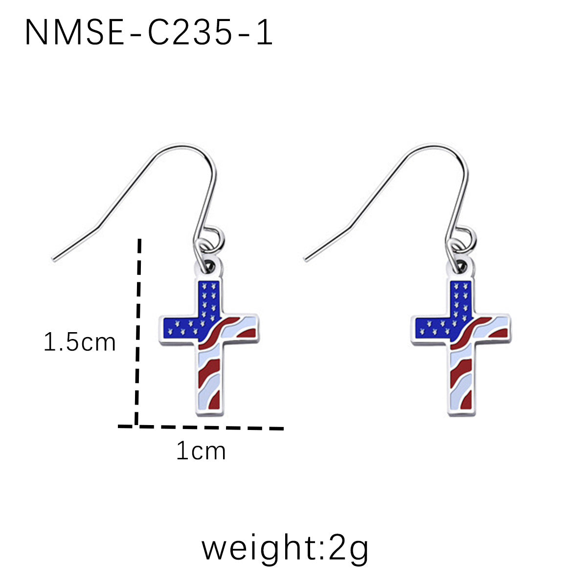 Minimalist Geometric Titanium Steel Cross Flag Stud Earrings with Plated Finish for Unisex Fashion Wear
