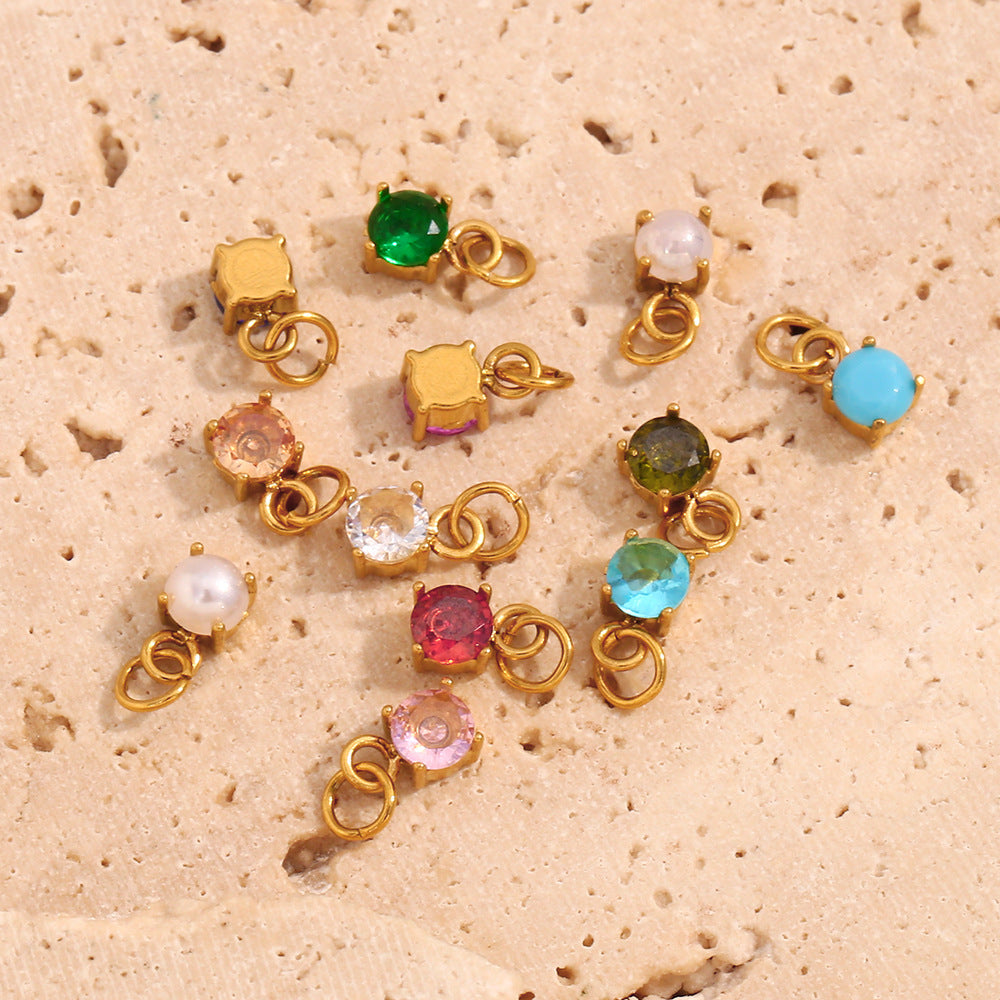 Ciondolo a Barra con Charms in Acciaio Inossidabile Geometrico Minimalista Placcato Oro 18K