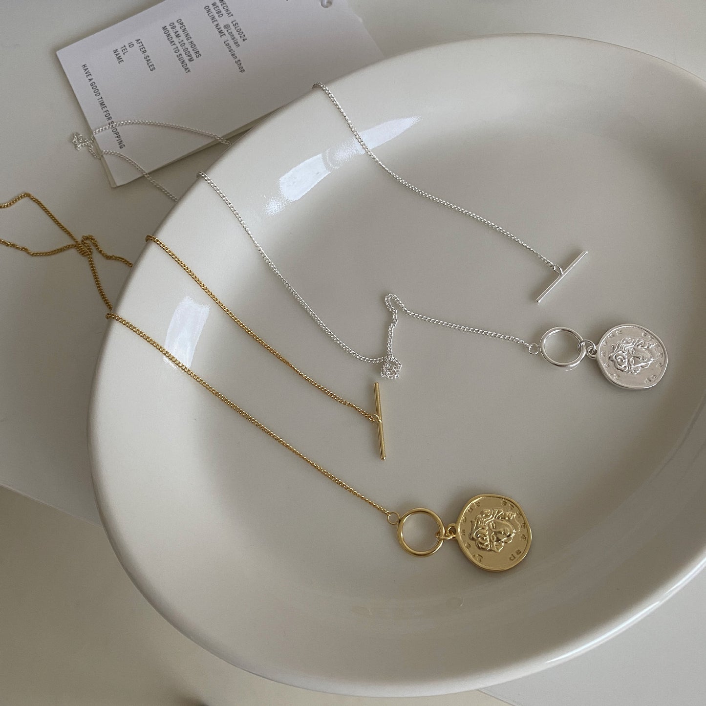 Minimalist Sweet 925 Sterling Silver Gold Plated Round Geometric Pendant Ball Chain Necklace for Women